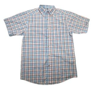 Ariat Pro Series Button Down Short Sleeve Blue Plaid  Mens Shirt Small Western